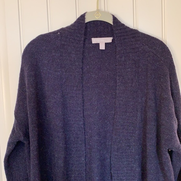 Chelsea28 Wool Alpaca Open Front Long Line Cardigan Oversized Blue Sz Small NWOT - Picture 12 of 12